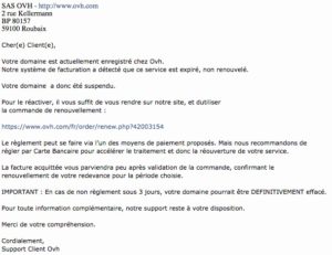 Arnaque - Faux Mail d'OVH